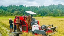 Uji Coba alat Panen padi Combine Harvester di Desa Dalapuli