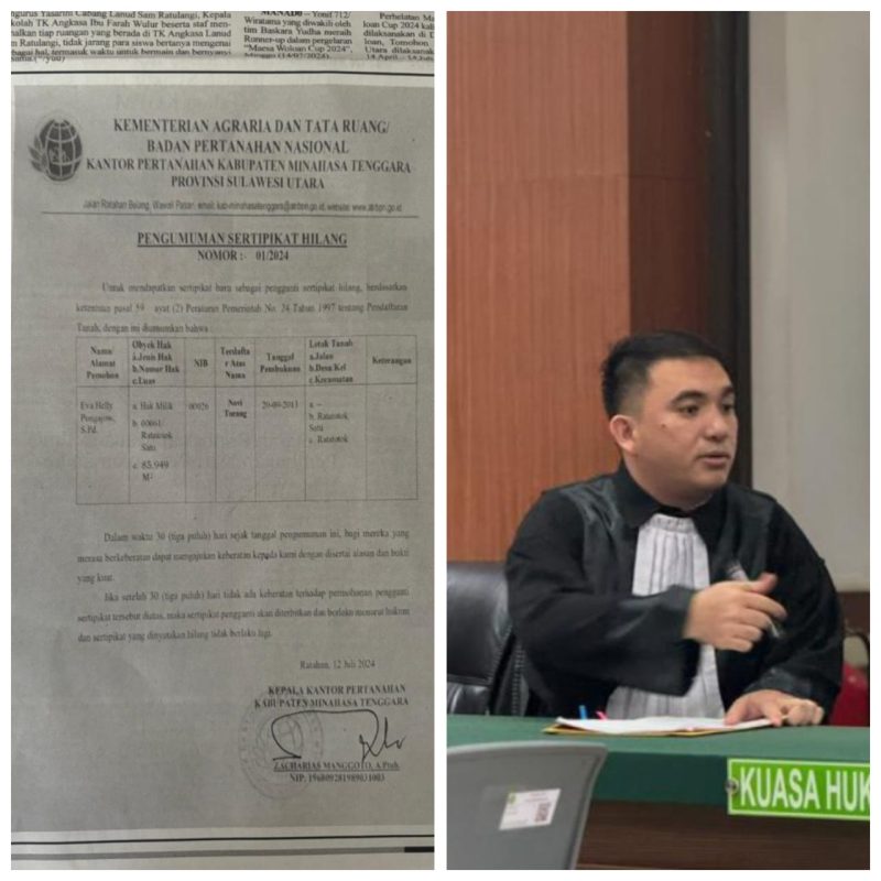 kebenaran Sertifikat Hak Milik (SHM) milik Eva H. Pongajow adalah benar dan sah secara hukum sebidang tanah di wilayah Alason