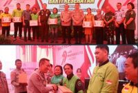 Pengemudi ojek online (ojol) berjumlah 200 pengemudi dari berbagai wadah organisasi di Kota Manado dan sekitarnya menerima bantuan sosial (bansos) paket sembako dari Polda Sulawesi Utara.