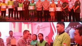 Pengemudi ojek online (ojol) berjumlah 200 pengemudi dari berbagai wadah organisasi di Kota Manado dan sekitarnya menerima bantuan sosial (bansos) paket sembako dari Polda Sulawesi Utara.