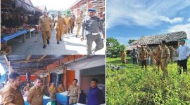 Bupati Bolmut, Dr. Sirajudin Lasena, SE., M.Ec.Dev., didampingi Tim Pengendali Inflasi Daerah (TPID), turun langsung memimpin kegiatan sidak di Pasar Rakyat Boroko.