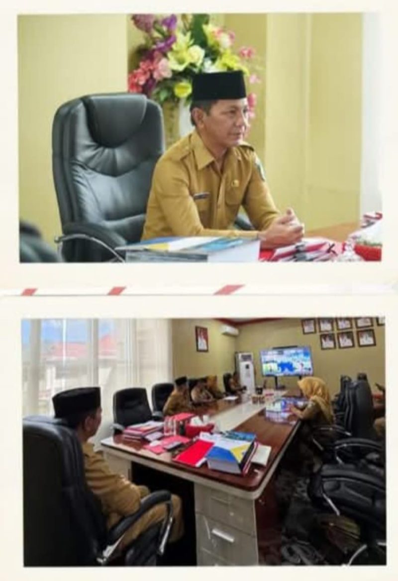 Sekretaris Daerah Kabupaten Bolaang Mongondow Utara, dr. Jusnahn C. Mokoginta, MARS, mengikuti Rapat Koordinasi Pengendalian Inflasi Daerah yang dilaksanakan secara virtual