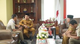 Dr. Sirajudin Lasena, SE., M.Ec.Dev., menerima kunjungan silaturahmi Kepala Kantor Pertanahan Kabupaten Bolaang Mongondow Utara, Musadia, S.ST