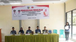 Bupati Boltara Dr. Sirajudin Lasena, SE., M.Ec.Dev., bersama Wakil Bupati Moh. Aditya Pontoh, S.IP, menghadiri acara pengukuhan Pengurus Dewan Kerajinan Nasional Daerah (Dekranasda) Kabupaten Bolmut periode 2025–2030