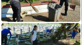 Polda Sulut Gelar Bersih-Bersih di Taman Makam Pahlawan Kairagi