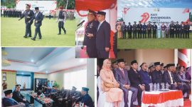 Upacara Peringatan Hari Bhayangkara ke-79 tingkat kabupaten Boltara bertempat di halaman kantor Bupat
