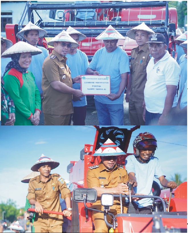 Bupati Boltara Serahkan Bantuan Mesin Panen Padi Combine Harvester kepada Kelompok Tani Tampo Damba III