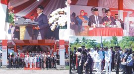 Ketua DPRD Bolmut Membacakan Teks Proklamasi pada Upacara HUT ke-80 RI