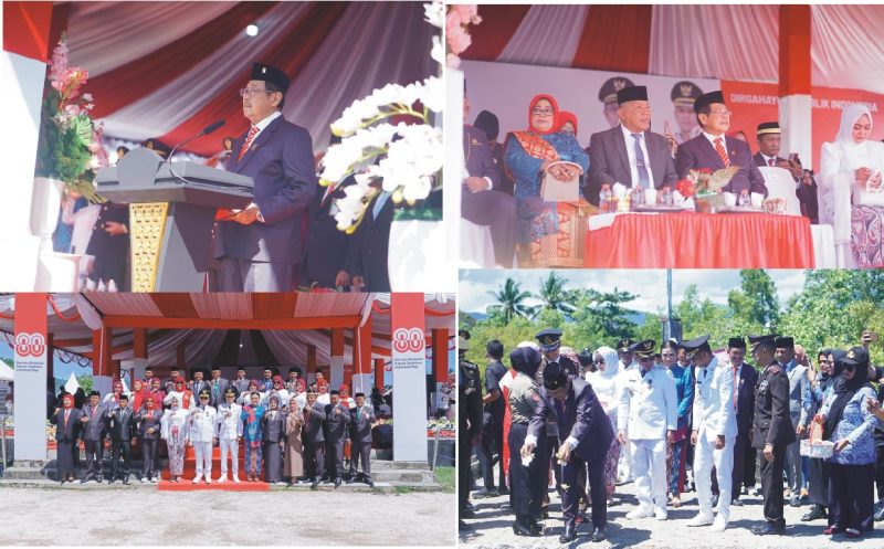 Ketua DPRD Bolmut Membacakan Teks Proklamasi pada Upacara HUT ke-80 RI