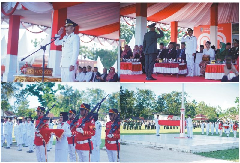 Wakil Bupati Bolmut Pimpin Upacara Penurunan Bendera HUT ke-80 RI