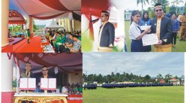 Upacara pada peringatan Hari Ulang Tahun ke-61 Provinsi Sulawesi Utara (Sulut) tingkat Kabupaten Boltara yang digelar di halaman Kantor Bupati