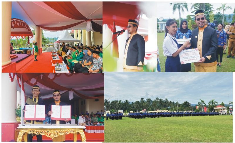 Upacara pada peringatan Hari Ulang Tahun ke-61 Provinsi Sulawesi Utara (Sulut) tingkat Kabupaten Boltara yang digelar di halaman Kantor Bupati
