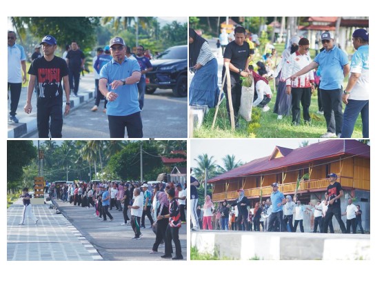 Bupati dan Wakil Bupati Boltara Ikuti Apel Pagi ASN di Pantai Batu Pinagut