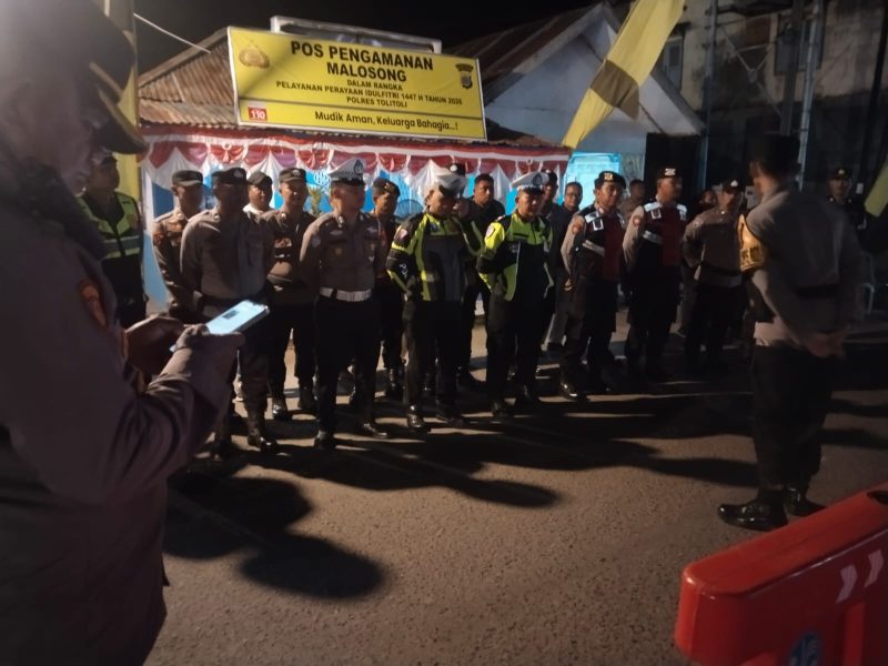 Polres Tolitoli Gelar Apel Pengamanan Idulfitri 1447 H di Pos Lantas Malosong