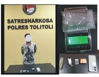 Satresnarkoba Polres Tolitoli tangkap Terduga Pengedar Sabu DiKelurahan panasakan, Sita Barang Bukti 9,94 Gram