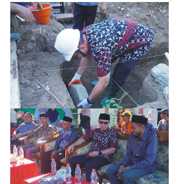 peletakan batu pertama rehabilitasi Gedung SDN 9 Kaidipang oleh Bupati Boltara,