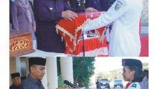 Jelang HUT Ke-81 RI, Bupati Boltara Serahkan Duplikat Bendera Merah Putih kepada Paskibraka
