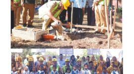Bupati Boltara Dr. Sirajudin Lasena meletakkan batu pertama pembangunan dan revitalisasi fasilitas PAUD di TK/KB Al-Ikhlas Desa Dalapuli Barat dan TK/KB Al-Hidayah Desa Duini, Kecamatan Pinogaluman, Senin (14/9/2026).